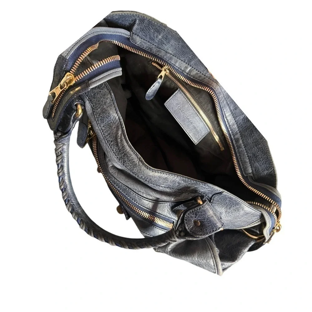 BALENCIAGA Moto Le City Giant Blue 
Lambskin Leather Handbag &  Wallet - Picture 10 of 17